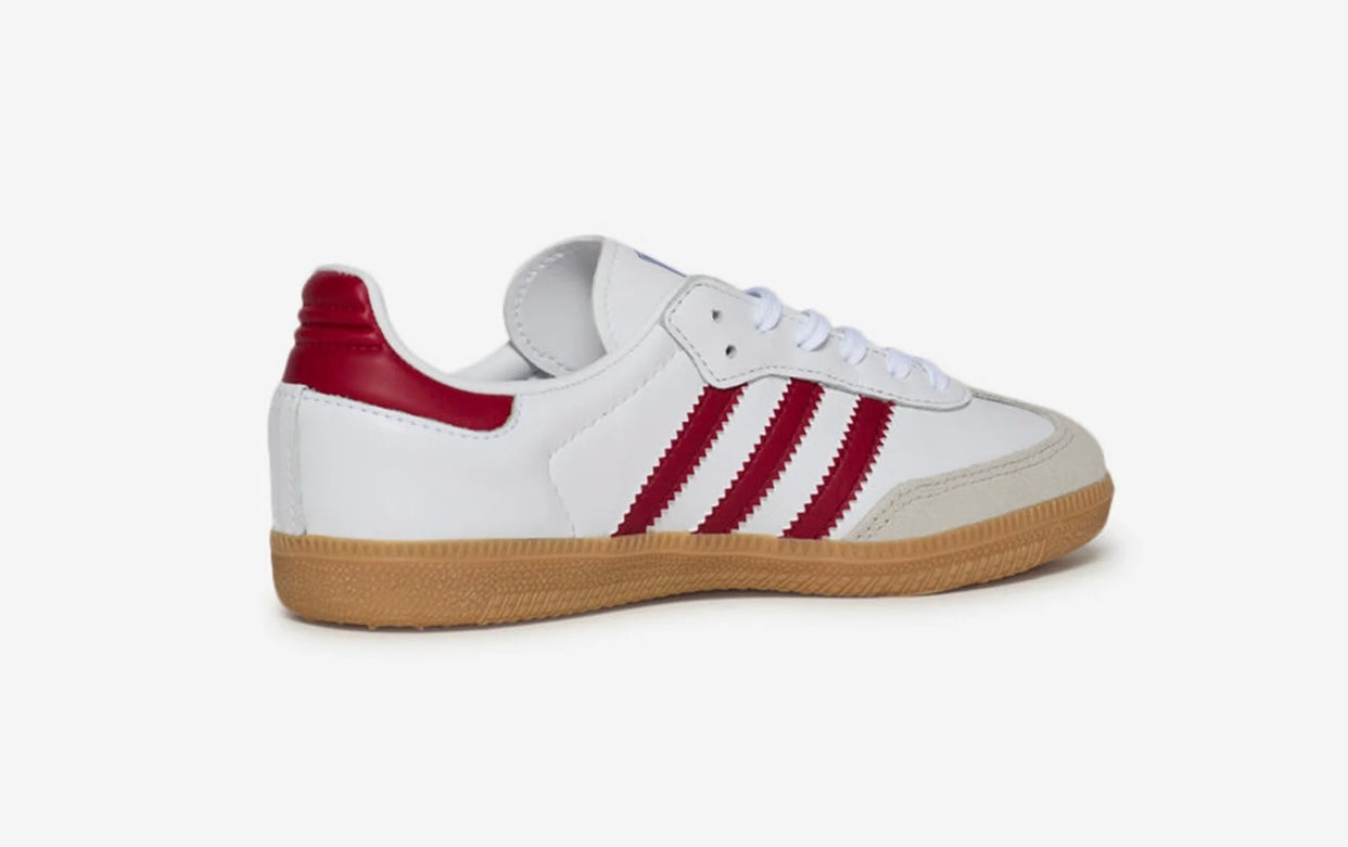 adidas gazelle silver green womens KIDS SAMBA OG C (CLOUD WHITE / BLUE / GUM)